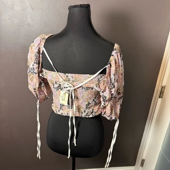 Anthropologie Smocked Floral Puff Sleeve Top NWT | Size XS | Cottagecore - Picture 4 of 6